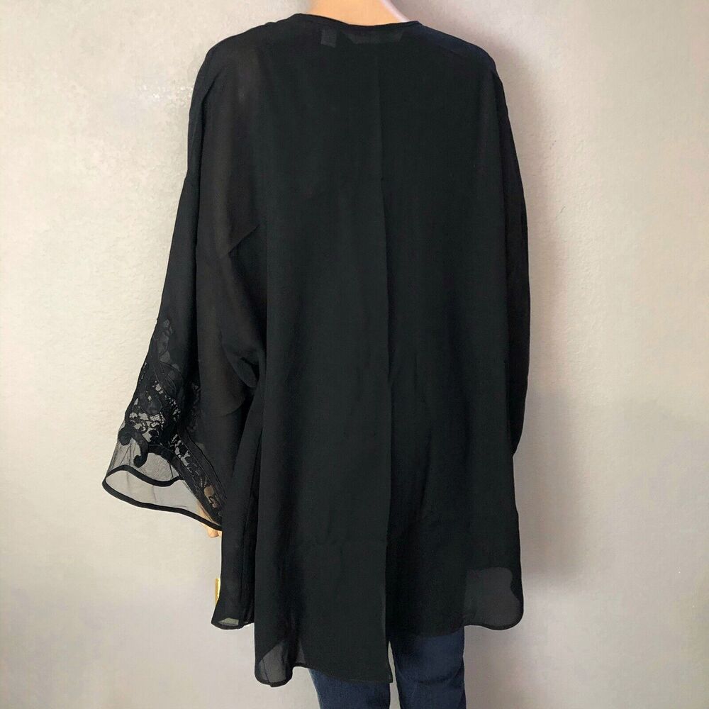 90s Vintage Victorias Secret Robe Small Black Open Chiffon Whimsigoth Burlesque - Picture 4 of 6